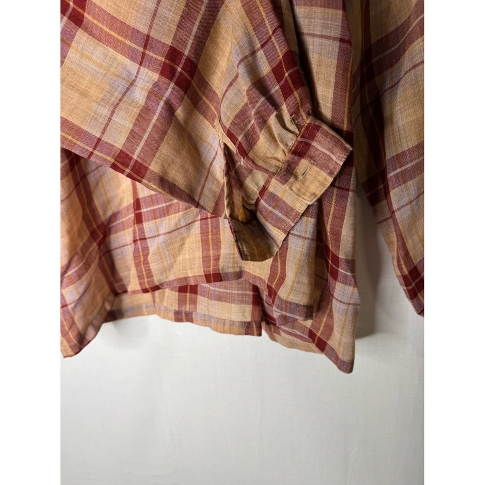 Vintage Stuart Lang Women Plaid Popover Top 12 Long Sleeve Cottagecore Prairie - Picture 4 of 9